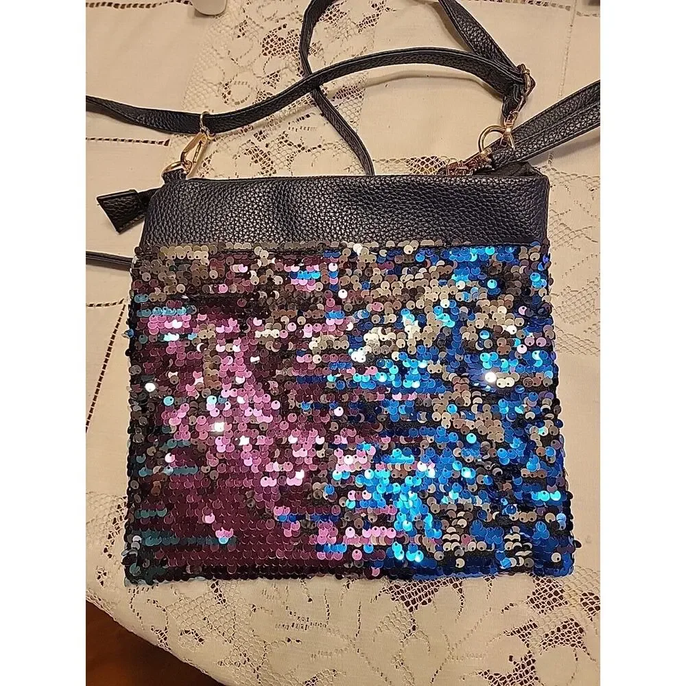 Festive Sequinned Cross‎ Body Makeup Bag Purse Clutch